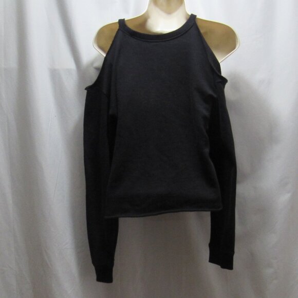 Justice Girls Graphic Logo Black Cold Shoulder Sweatshirt Top Size 14/16 - Picture 3 of 8